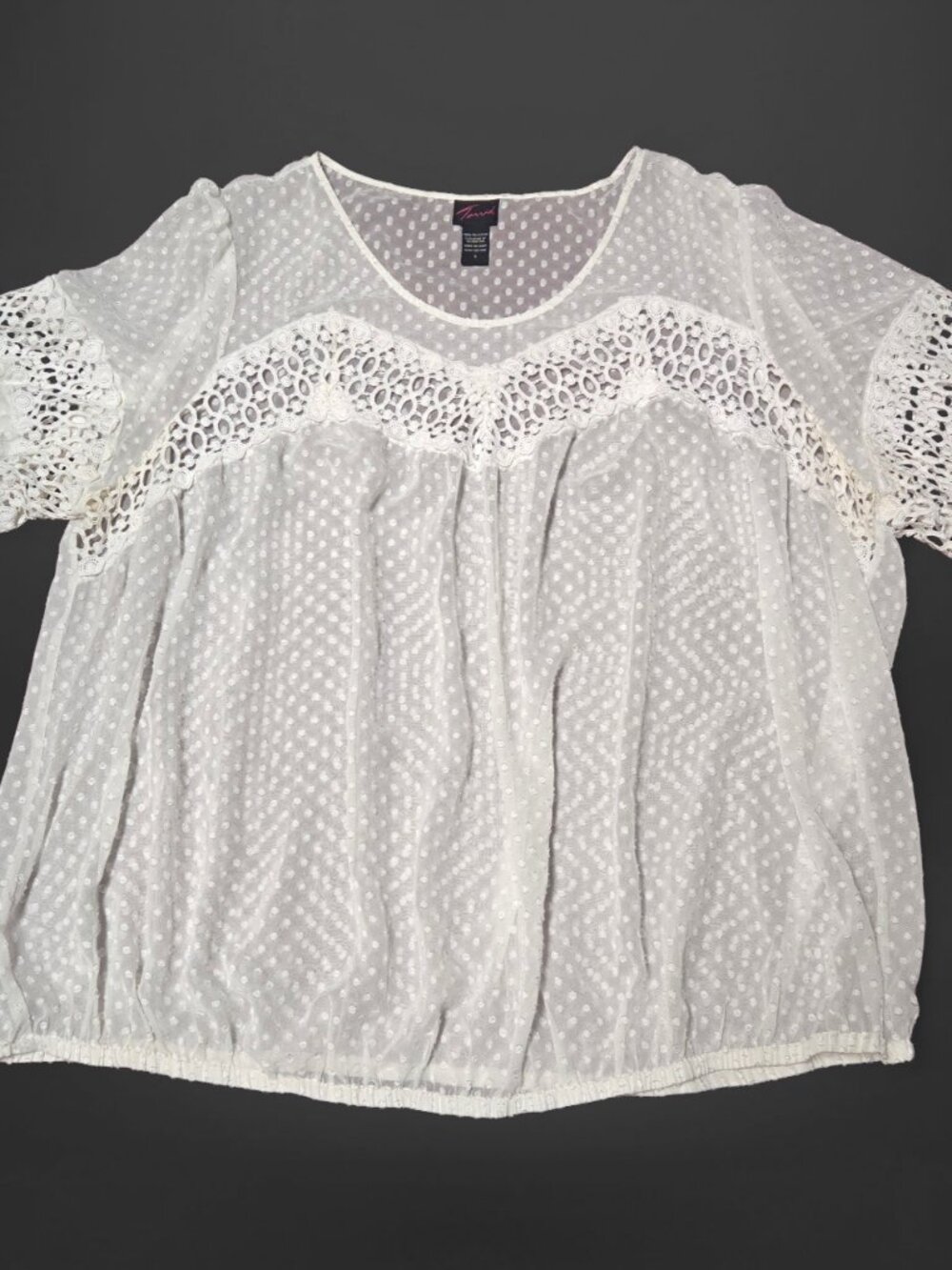 Torrid Lace Cutout Dotted Peasant Cottage Boho Blouse (Size 5X)